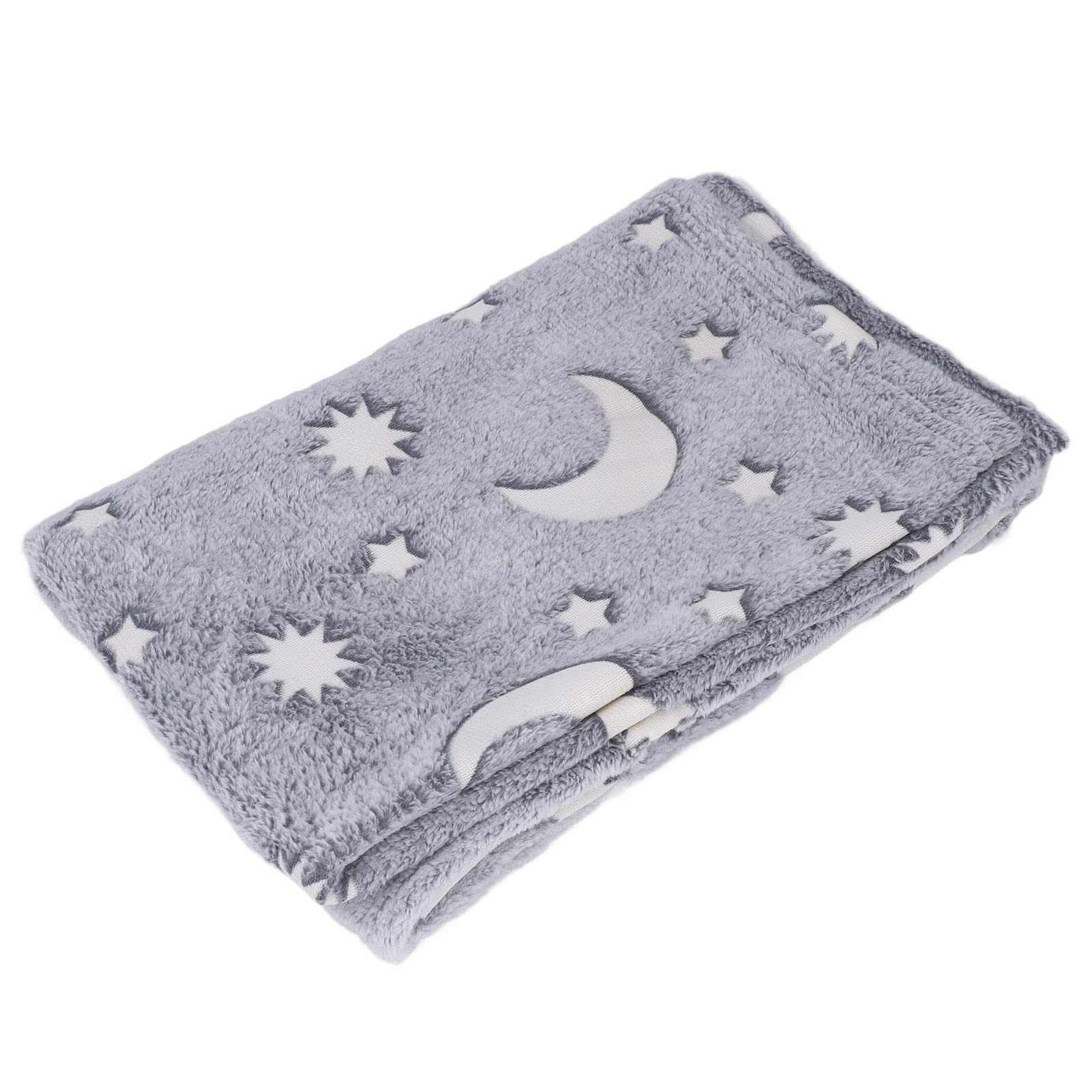 Shanrya Glowing Polyester Blanket, Warm Multifunctional Plush Polyester Blanket Safety Soft For Teen Bed (Gray)