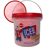 ICEE Cotton Candy &ndash; Sweet Carnival Treat, Fluffy &amp; Airy Snack, Perfect for Kids &amp; Adults, Bucket with Handle, Great for Parties, On-the-Go Snacking &amp; Fun Desserts (5 ounces, Cherry)