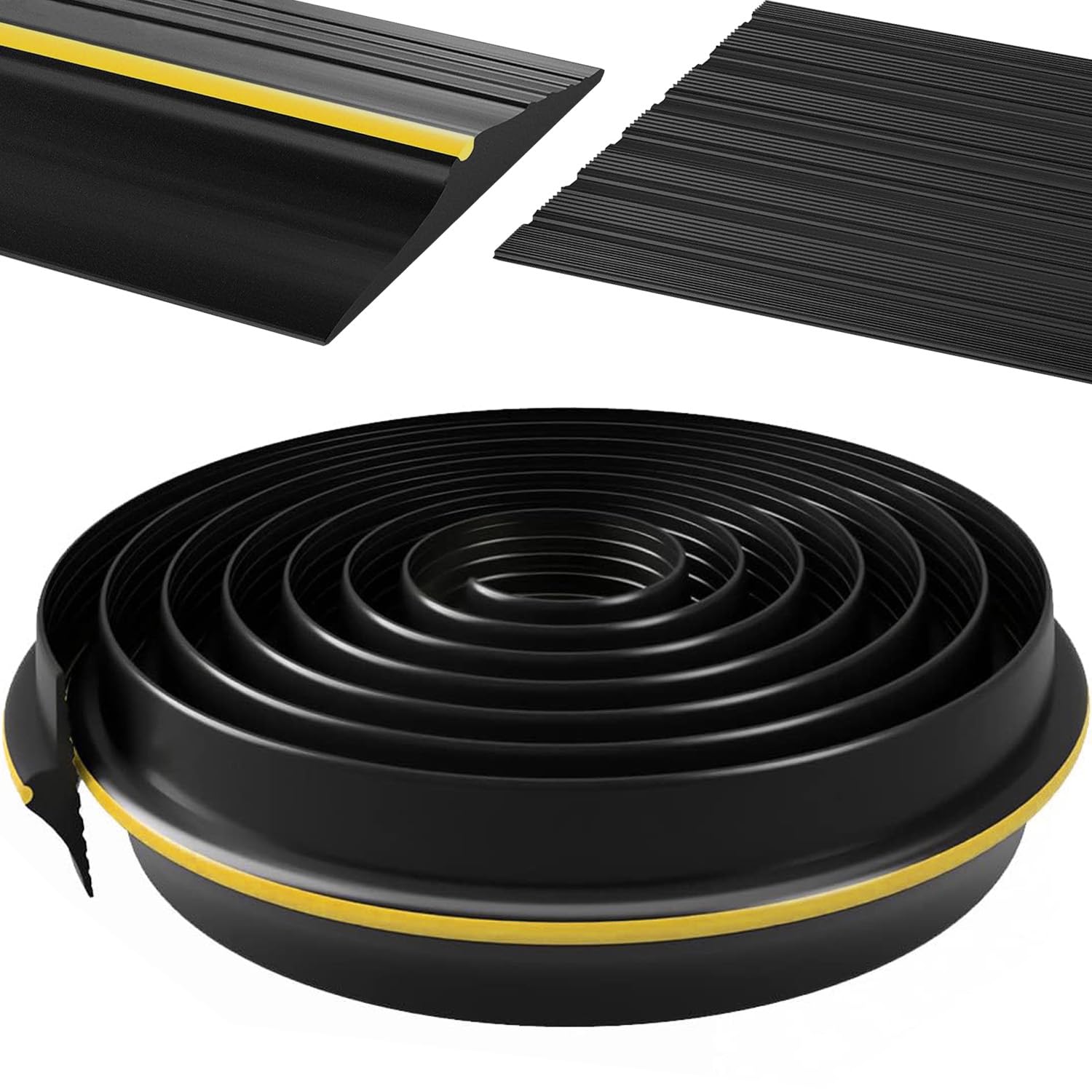 3m/10ft Garage Door Threshold Seal Strip Flexible PVC Rubber DIY Bottom Seal Strip Weather Stripping Deters Insects and Fallen Leaves (80mm*18mm(3M))