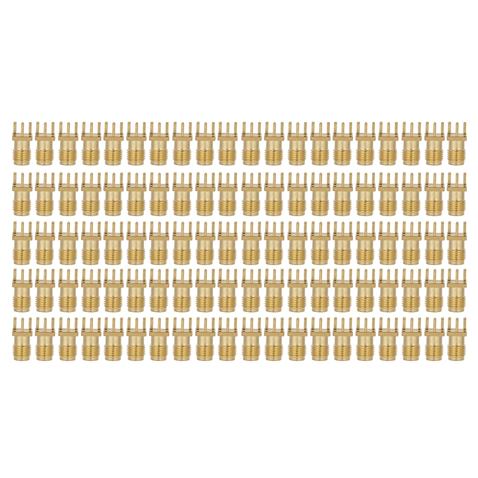 100PCS SMA Female RF Coaxial Base Socket PCB Panel Mount Jacks 4 Pin Female Connector OFC Material 50ohms