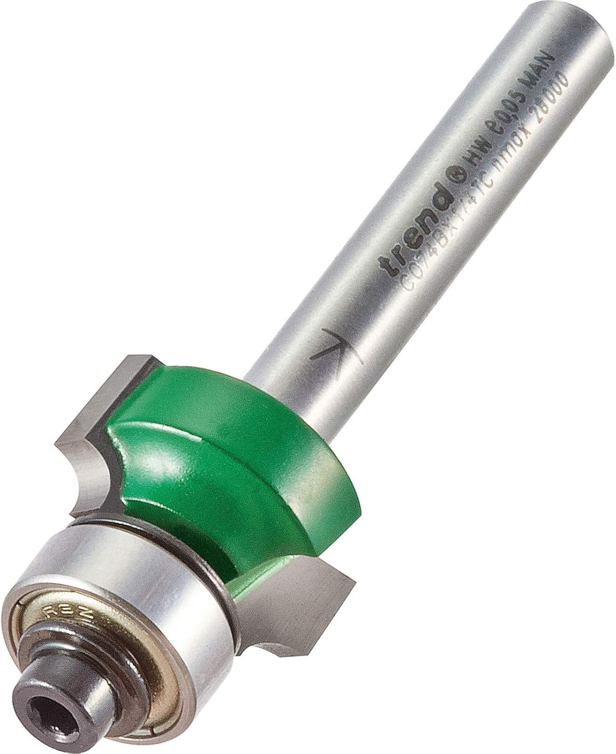 Trend CraftPro Guided Rounded Over Router Cutter, 1/4 Inch Shank, 3mm Radius, 9.5mm Cut Length, Includes Multiple Bearings