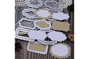 FAWENUCY Scrapbooking Die-Cuts for Card Making, Christmas Metal Cutting Dies, Paper Craft Punch Template, Background Embossing Stencils, DIY Album Décor (Various Labels-12.8x15.5cm)