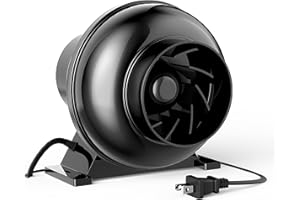 InfiniPower 4 Inch 195 CFM Inline Duct Ventilation Fan, Exhaust HVAC Vent Blower for Hydroponics Grow Tent, Greenhouses, Attic, 1 Pack, Black