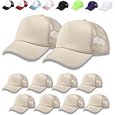 OKBA 10 Pack Sublimation Blank Baseball Cap Adjustable Hat Polyester Mesh Trucker Hats for Men and Women