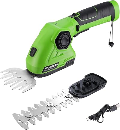 WORKPRO 2 in 1 Cordless Hedge Trimmer & Grass Shear 7.2V 2000mAh Battery