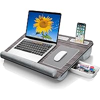 Gimars Home Office Lap Desk Fits up to 17 Inches Laptop with Dual Cushion,Wrist Rest, Built-in Mouse Pad, Tablet Phone Holder