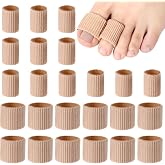 Blulu 24 Pcs Toe Protector Sleeve for Corns, Skin Color, Medium,Large | Soft Gel Cushion Toe Sleeves for Blisters Calluses Corns, 0.98 in Fabric Protector Pads, Comfortable Fit Daily Wear