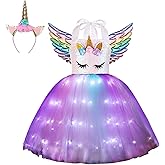 Viyorshop Girls Unicorn Costume LED Light Up Tutu Dress Up Birthday Gifts Princess Dress for Halloween Party