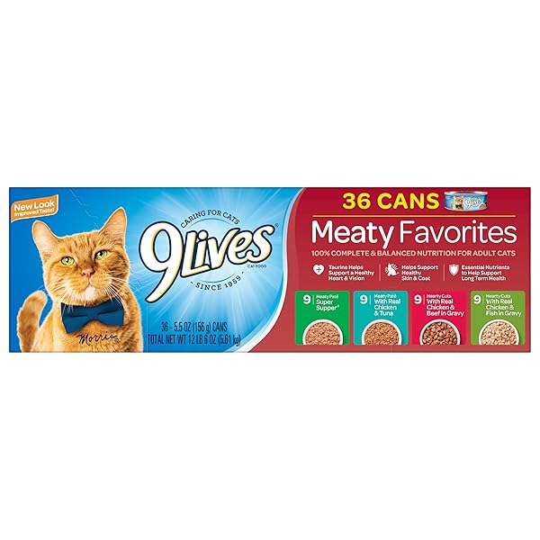 9LIVES MEATY FAVORITES VARIETY PACK, 5.5-OUNCE, 36-PACK
