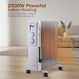 Belaco 11 Fin Oil Filled Radiator 2500W Portable Electric Heater Thermostat Grey view 2