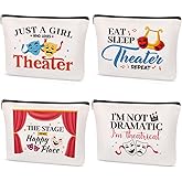 SEAOYOZO 4 Pcs Musical Theater Makeup Bag Gifts Set – Broadway Drama Lover Gift for Women, Zipper Cosmetic Organizer for Travel, Polyester Cotton Pouches