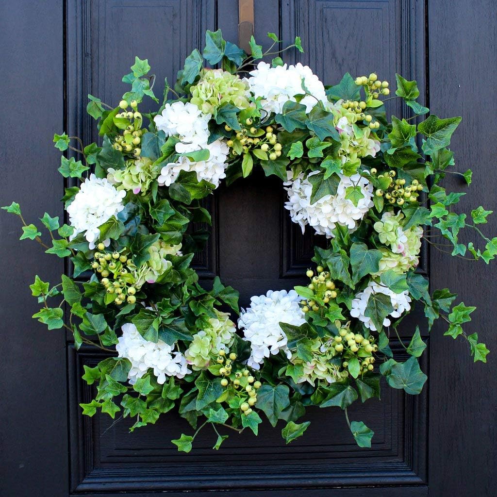 Darby Creek Trading Green & White Hydrangea, English Ivy & Berry Everyday Spring Wreath