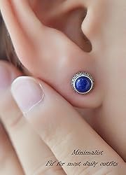Small Blue Genuine Lapis Lazuli 925 Sterling Silver