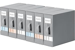 DIMJ Bed Sheet Organizers and Storage 6 Pack - Foldable Sheet Holder for Linen Bedding Storage Box for organization, Sheets Set Holder for Blanke, Towel (King & Queen Size), Grey