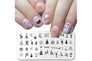 OCOUYVD Christmas Nail Stamping Plates,Winter Snowflake Nail Stamper Template Kit Xmas Elk Snowman Nail Stencils Christmas Tree Santa Claus Elk Design Nail Decorations Holiday Nail Supplies for Women Girls