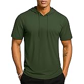 TACVASEN Short Sleeve Hoodies for Men Cotton Hoodies Summer Sweatshirt Lightweight Breathable Workout Shirts Pullover