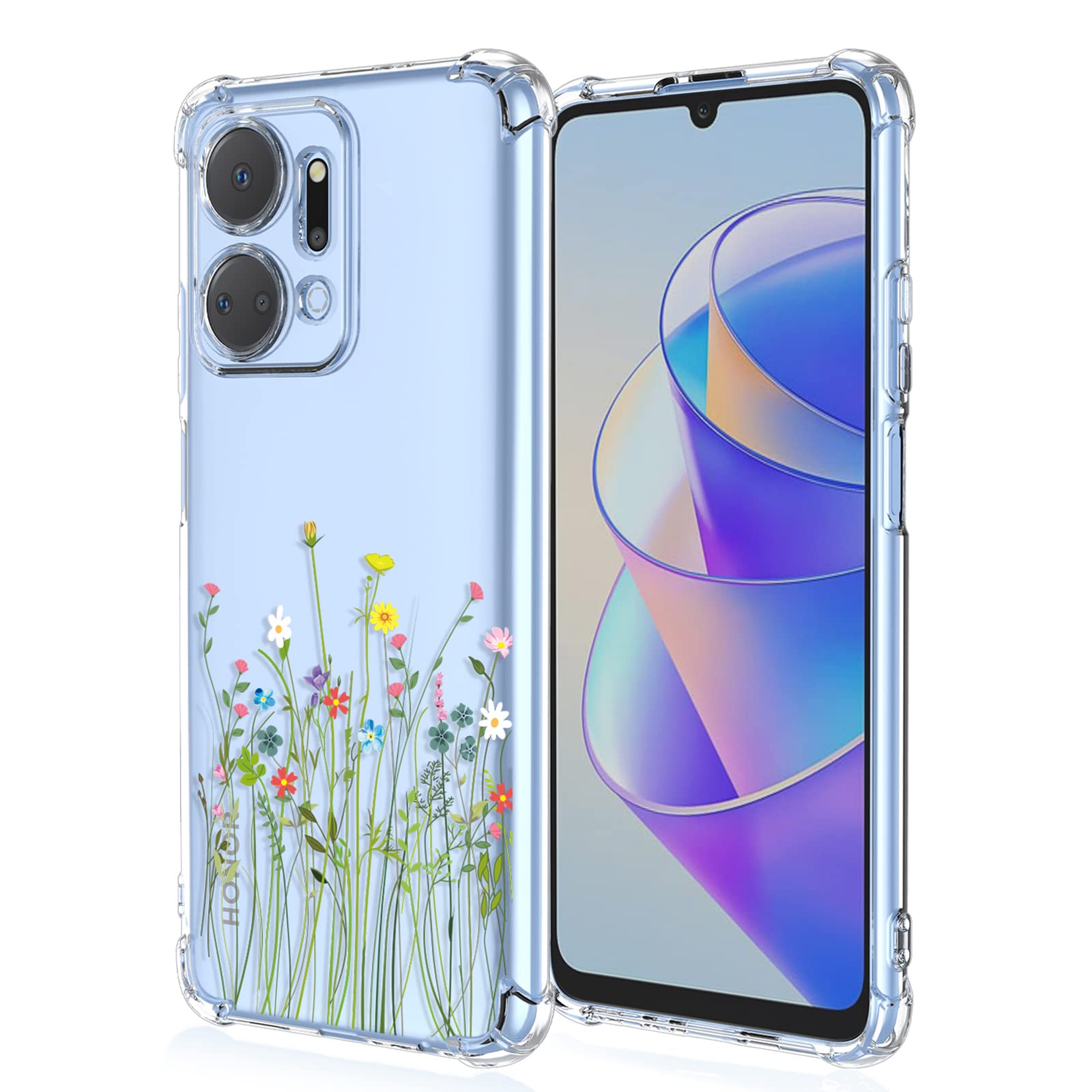XINYEXIN Case for Google Pixel 7A, Painting Flower Pattern Clear Case Soft TPU Silicone Case Slim Shockproof Bumper Girl Women Phone Cover - Flower Bush — image 1
