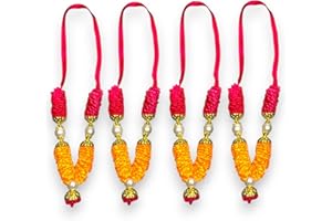 LOVENSPIRE Set of 4 Mini Idol Mala 4.5 Inches God Goddess Haar Mala Makhmali Bhagwan Haar Idol Diwali Pooja Item Garland for Photo Frame God Shringar Reusable Mala