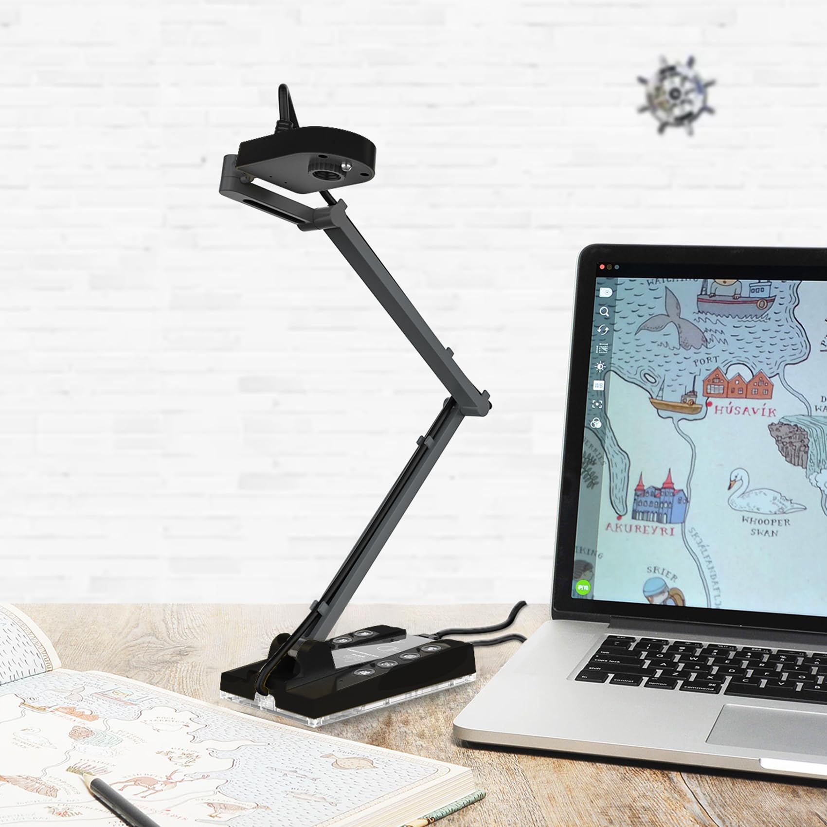 TreasLin Document Camera for Teachers HDMI USB-C 15MP HDIM Document Camera, Remote Learning Classroom Presentations Camera Art Classes Online Teaching with Multi Angle Rotation Adjustment LED Light