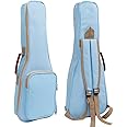 HOT SEAL 10MM Leather Handles Thick Durable Colorful Ukulele Case Bag with Storage (23/24in, Light Blue)