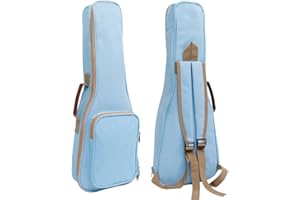 HOT SEAL 10MM Leather Handles Thick Durable Colorful Ukulele Case Bag with Storage (23/24in, Light Blue)