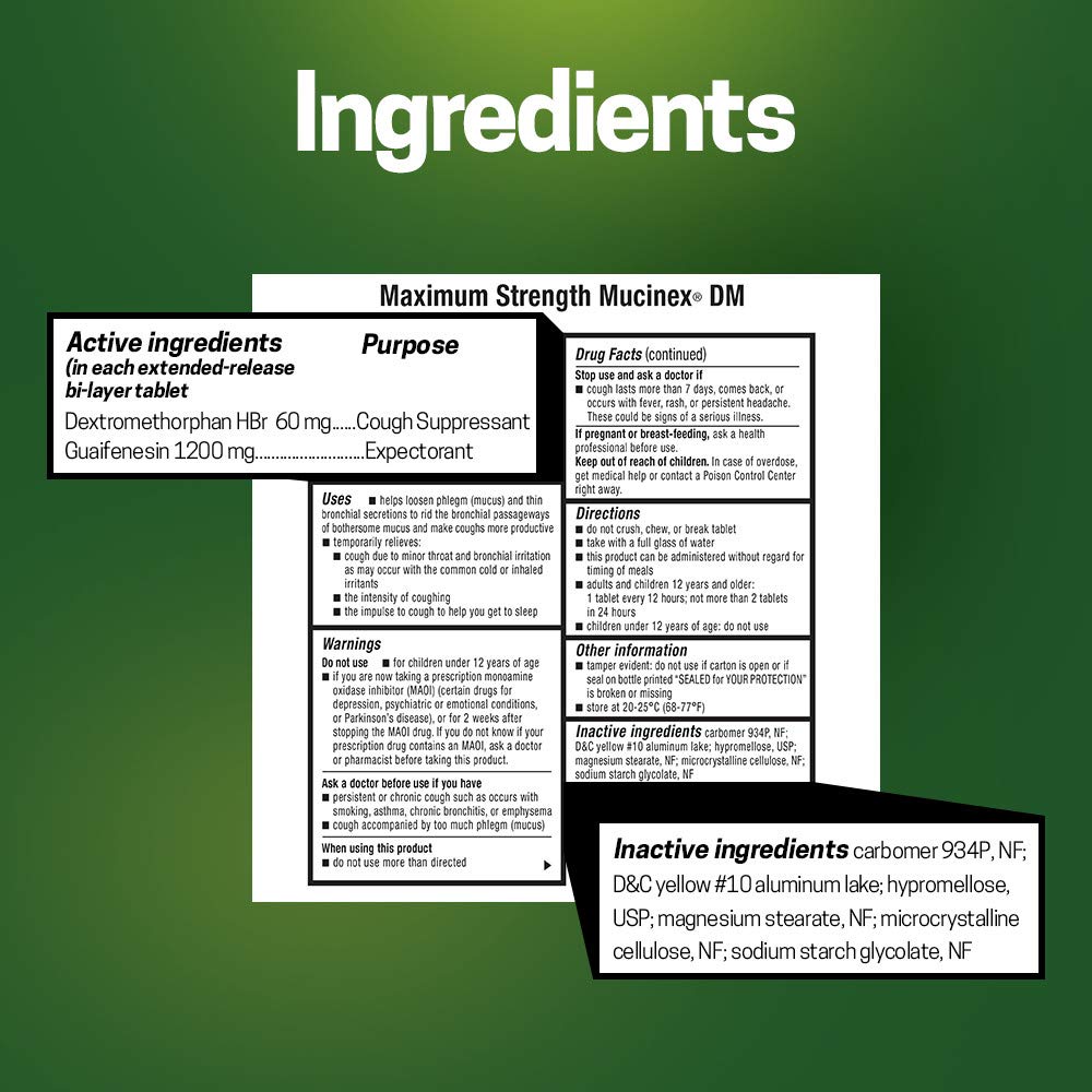 Cough Suppressant and Expectorant, Mucinex DM Maximum Strength 12 Hr