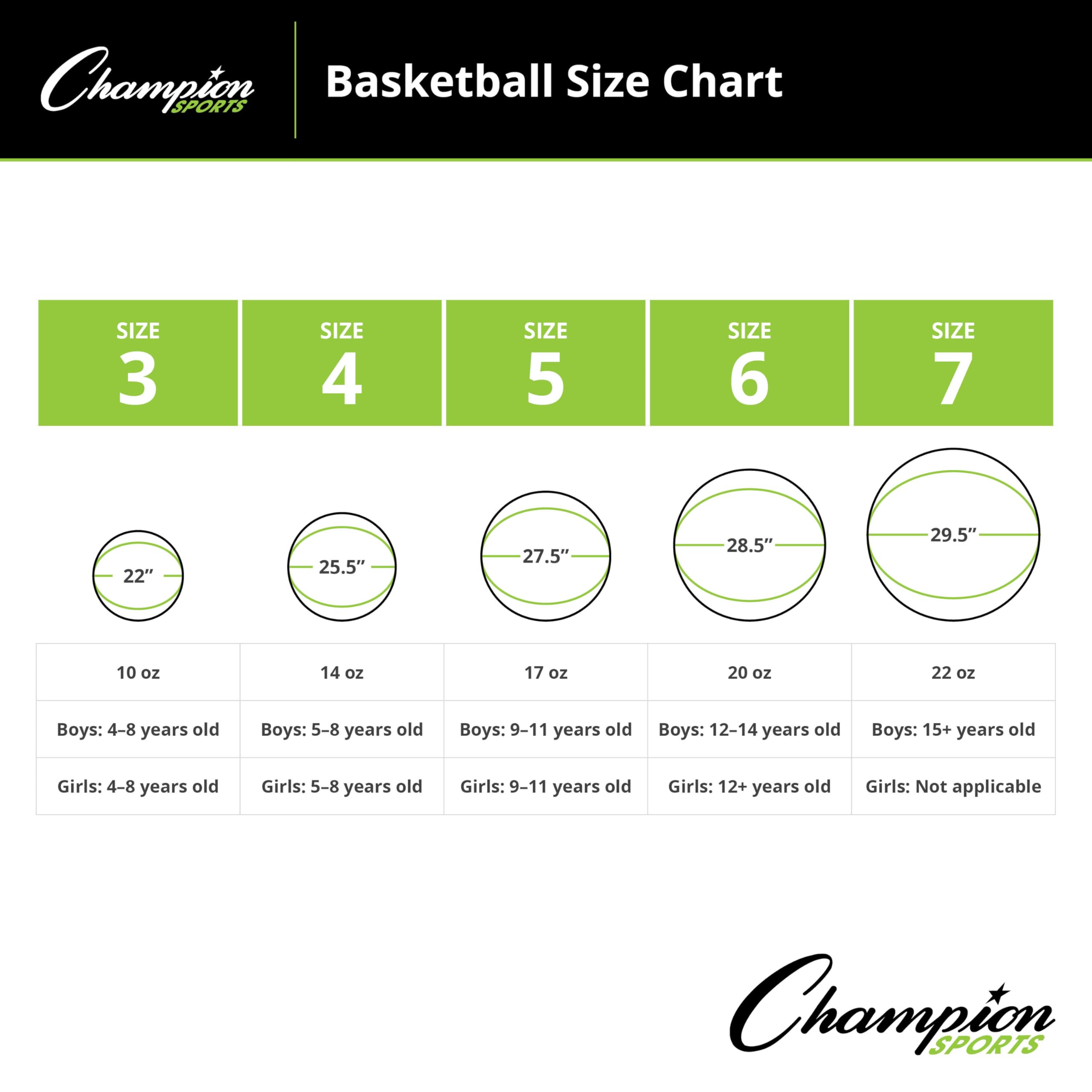 Champion Sports Rubber Basketballs – Heavy Duty Pro-Style, Indoor/Outdoor Use, Premium Basketball Equipment for Physical Education, Various Sizes & Colors (Size 3, 5, 6, 7)