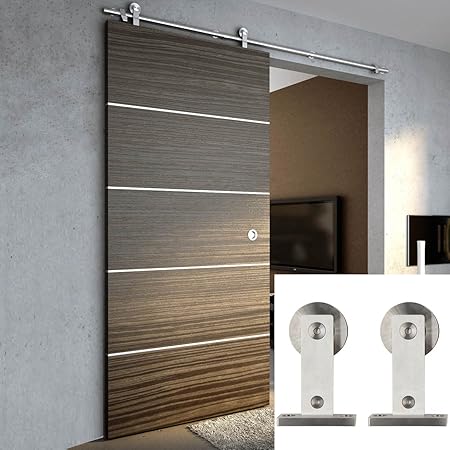 Hahaemall Rustic American 5 8 Ft Stainless Steel Sliding Barn Door