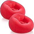 Realspring Inflatable Sofa Bean Bag Inflatable Lounge Chair Inflatable Lazy Sofa Folding Portable Inflatable Chair for Living Room Bedroom Balcony Reading Room (Red,2 Pcs)