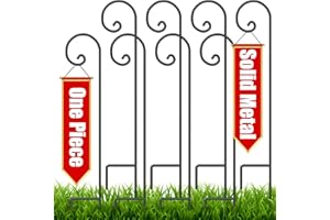 BEAU JARDIN Shepherd Hook 48 Inch 8 Pack One Piece Structure No Assembly Required 2/5 Inch Heavy Duty Solid Metal Shepards for Garden Outdoor Plants Lantern Mason Jar Wind Chimes Wedding Small BG184