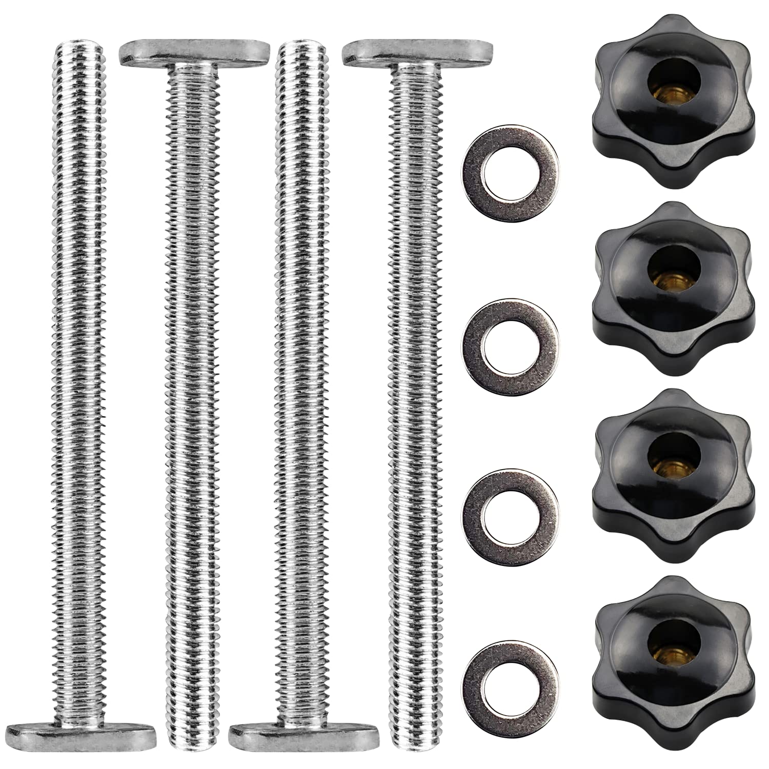 4 Piece Set T Track Kit,M8 Universal T-Track Bolts Knobs T-Track Accessories,for Woodworking Tool Slot Fastener