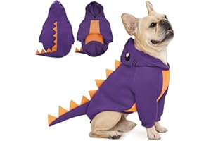 QBLEEV Dog Dinosaur Costume, Dog Halloween Costume with Hood, Winter Warm Pullover Clothes for Cold Weather, Funny Party Cosp