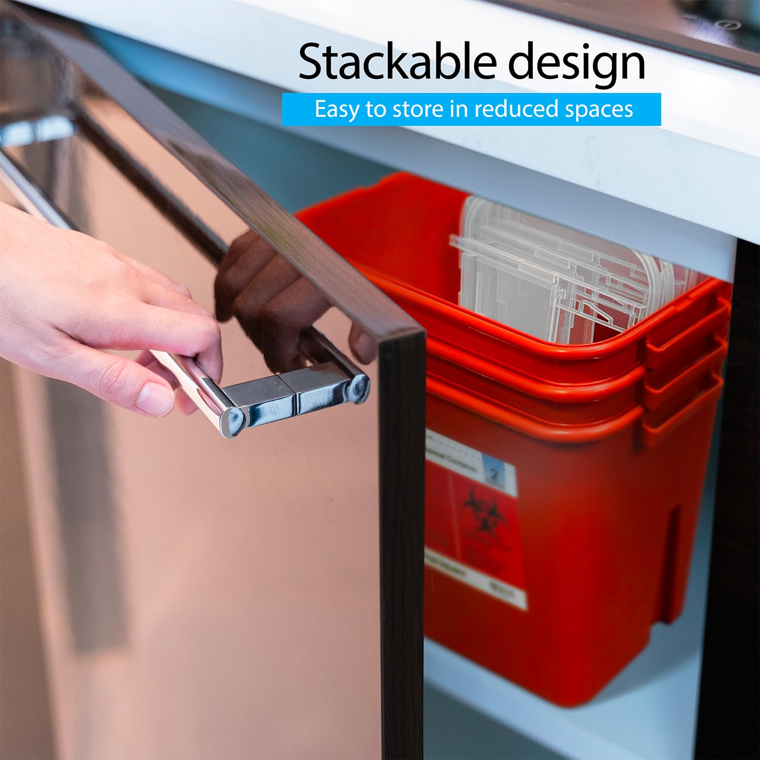 Sharps Containers for Home Use 2 Gallon (3-Pack) - Needle Disposal, Professional Grade Biohazard Containers