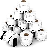 StickerTag 12 Rolls Compatible with Brother DK-2205 (2.4 in x 100 ft) Continuous Paper Labels, Compatible for Brother QL Label Printers QL-800 QL-820NWB QL-1110NWB - Include 1 Frame
