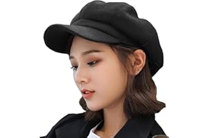 HINYBOEH Women Beret Newsboy Hat - 8 Panels Beret Hats Vintage Cabbie Hat Octagonal Cap for Women Girl(Size:M)