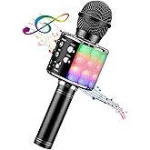 BlueFire 4 in 1 Karaoke Wireless Microphone with LED Lights, Portable Microphone for Kids, Great Gifts Toys for Kids, Girls, Boys and Adults (Black)