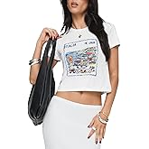 VeloraMode Graphic Baby Tees for Women Y2k Vintage Cropped Tshirt Summer Aesthetic Shirts Cute Crop Tops 2000s Clothes