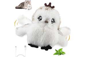 Gigwi Interactive Cat Toys for Indoor Cats, Flapping and Chirping Catnip Toys for Cat Exercise, Automatic Cat Toy with Beating Wings & Real Feather Tail, Rechargeable Cat Kicker Toy Prince