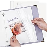 Remowith Photo Album Refill Pages for 3 Ring Binder, 60 Pages 9 x 11 Inch Self Adhesive Photo Album Scrapbook Refill Pages Fit 2x3 4x6 5x7 8x10 Photos Stamps Recipe Cards
