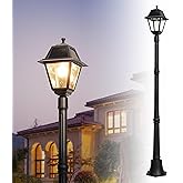 LUTEC LED Post Solar Light, Dusk to Dawn Vintage Solar Light Street Lights for Garden, Lawn, Pathway, Driveway 200 Lumens 270