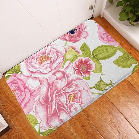 DLSM 40 * 60CM / 45 * 75CM Rose Butterfly Flower Bodenmatte Badezimmer