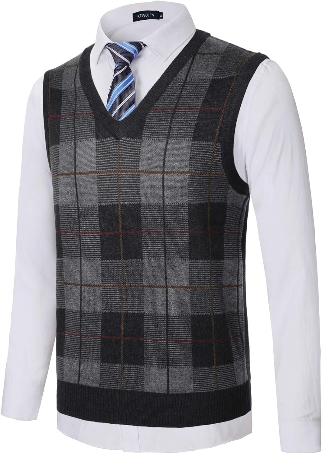 KTWOLEN Mens Casual VNeck Sleeveless Jumper Vest Knitted Gilet