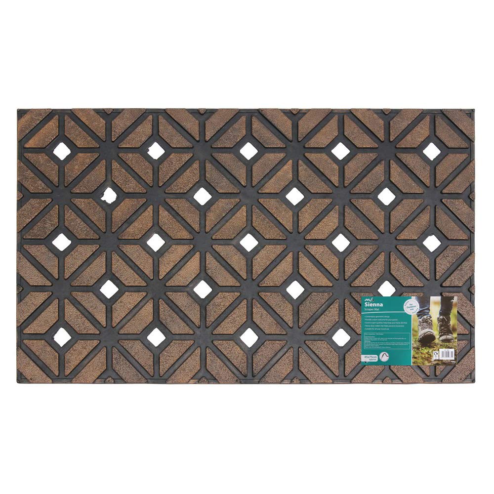 JVL Sienna Geometric Weave Diamond Design Heavy Duty Door Mat, Rubber, 45 x 75 cm 01-982DI Multi/Colour