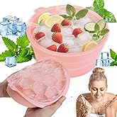 Face Bowl for Ice Silicone Facial Bowls with Built - in Tray Foldable Washbasin for Face Tub Plunge & Cold Plunge Quick Skin Cooling in Ice Baths -Bath Spa Tool for Home Camping Travel & Pink