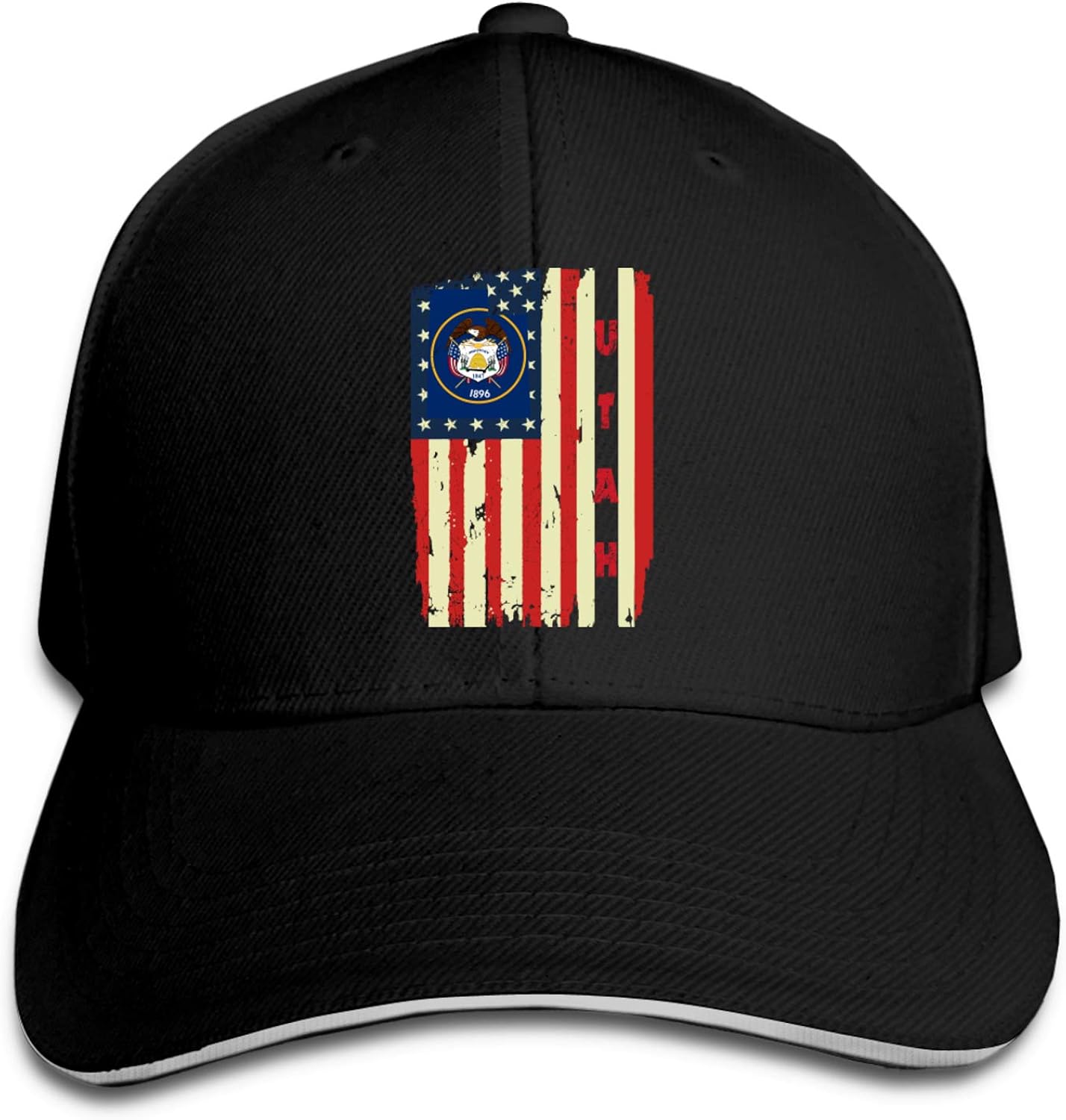 Utah State American Flag Sandwich Cap Adjustable Cap