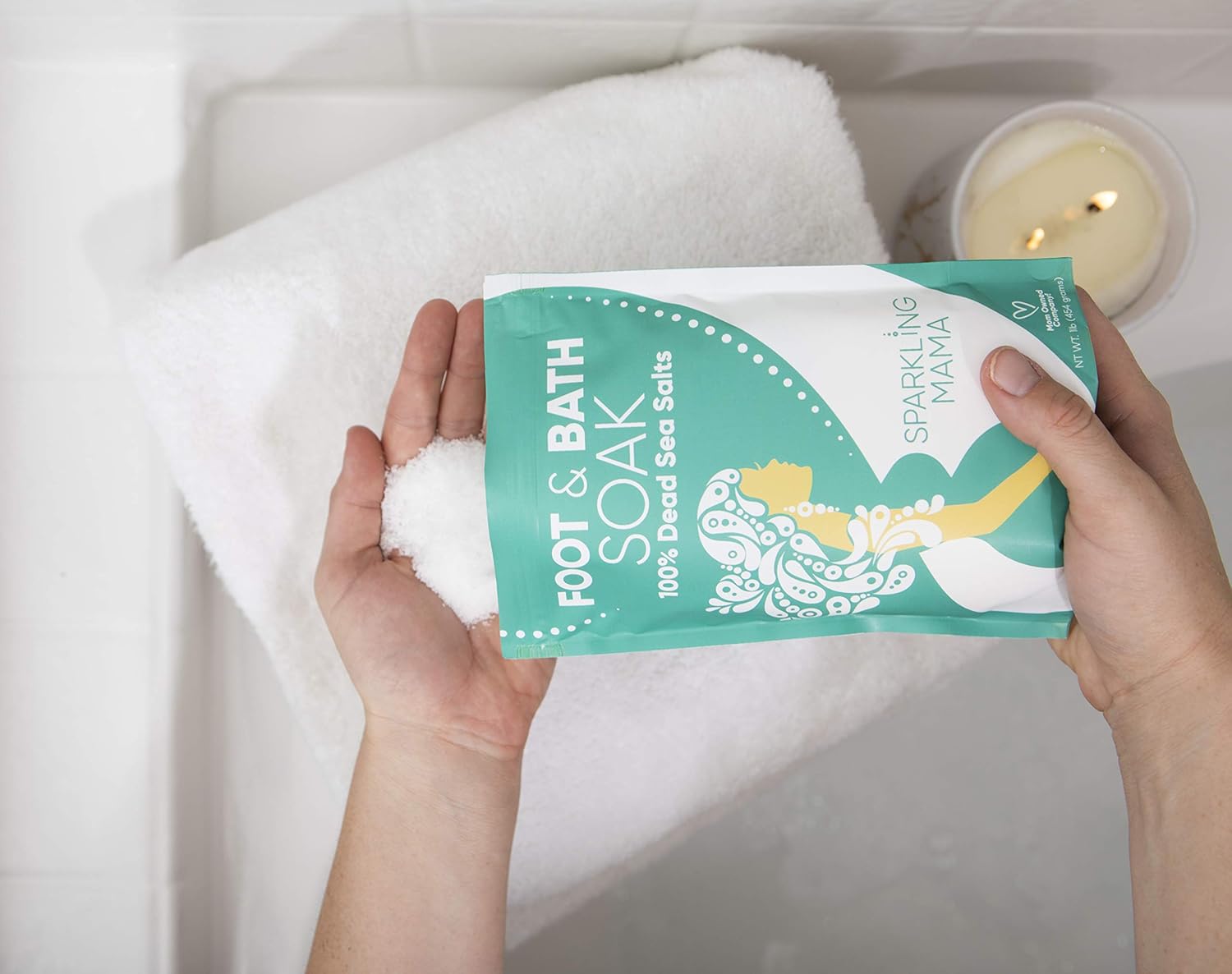 Sparkling Mama: All Natural Pure Dead Sea Salt Pregnancy Foot Soak & Bath Salts | Dr. Approved, Mom Created. (Calming Magnesium helps alleviate stress, aches, pains, nausea & morning sickness), 1lb Resealable: Health & Personal Care
