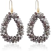 A Golden Cloud Colorful Beaded Hoop Dangle Earrings For Women Statement Boho Summer Beach Teardrop Drop Earrings Fashion Jewelry Gifts