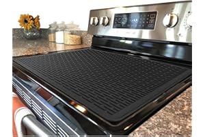 YUHFERA Stove Top Cover for Electric Stove - Silicone Stove Mat for Glass Top, Glass Cooktop Protector, XL Dish Drying Mats For Kitchen,Oven Covers for Electric Stove (Black,28 x 20)