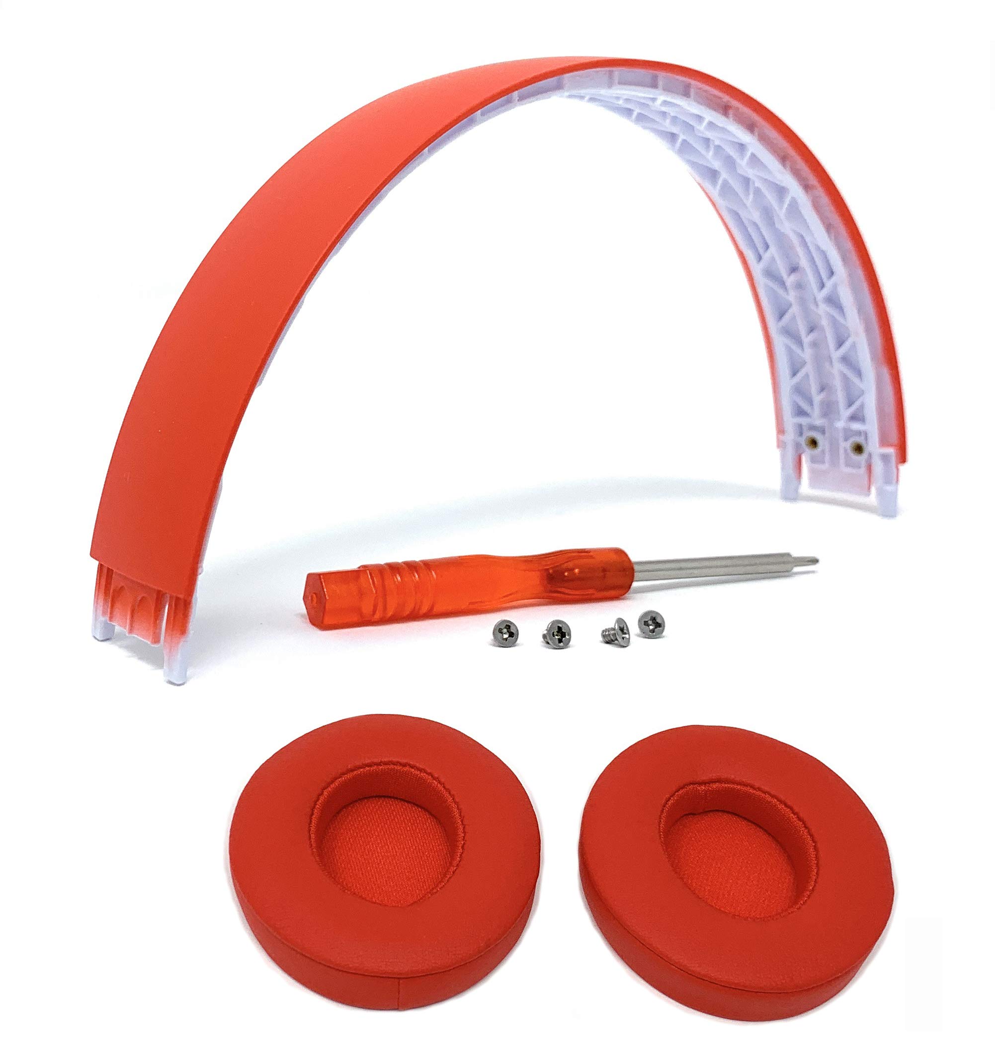 Solo3 Earpads + Top Headband Repair Kit Parts for Beats Solo 3 Wireless and Solo 2 Wireless Headphones (Red Headband+Red Earpads)