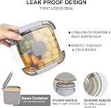 Greentainer 52 OZ to Go Salad Container Lunch Box BPA-Free 3-Compartment Grey view 6